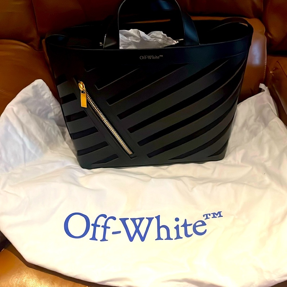 Off-White Women's Cut-Out Diagonal Tote Bag in Black